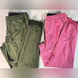 Beyond Scrubs Jogger Pants Bundle (2) Pink & Olive Green Size TM Tall Medium